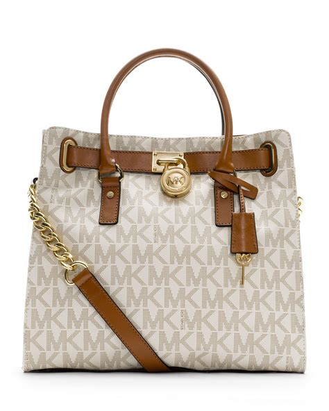 michael michael kors hamilton signature tote bag|Michael Kors large satchel handbag.